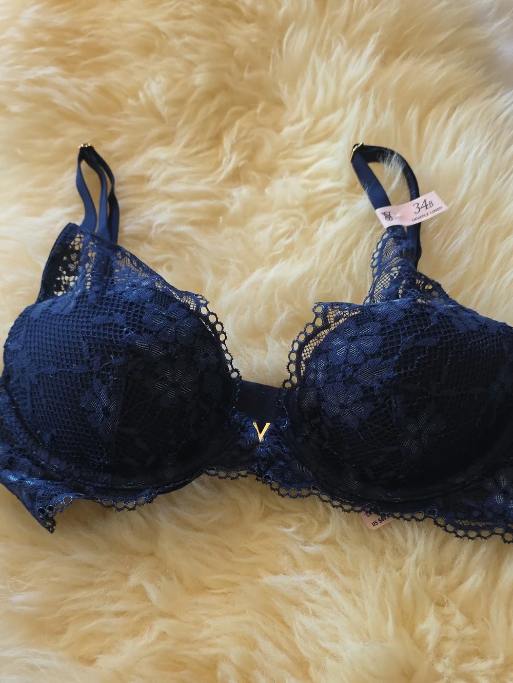 Victoria's Secret Love Cloud Matching Bra Panty Set 34B M Ensign Plunge NWT